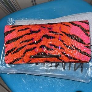 NWT Brahmin Pink Feline Tiger Melbourne Leather Ady Folding Wallet EXACT New